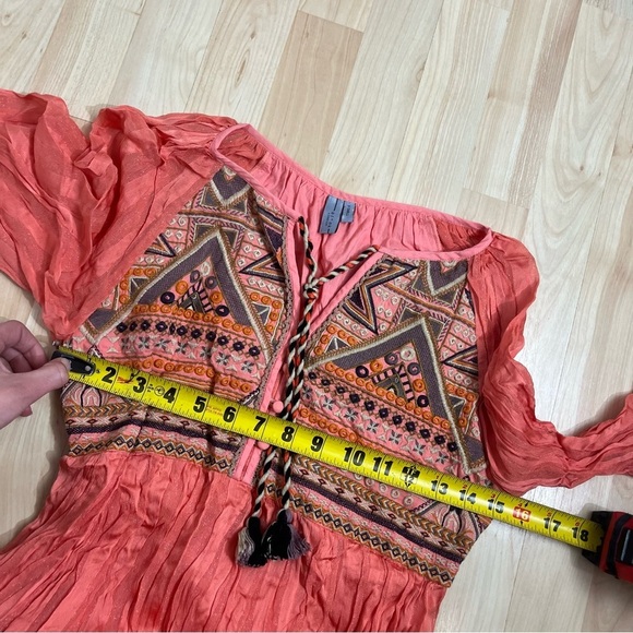 Anthropologie Norah Boho Long Sleeve Tiered Embroidered Mini Dress Size XSmall - Picture 4 of 8